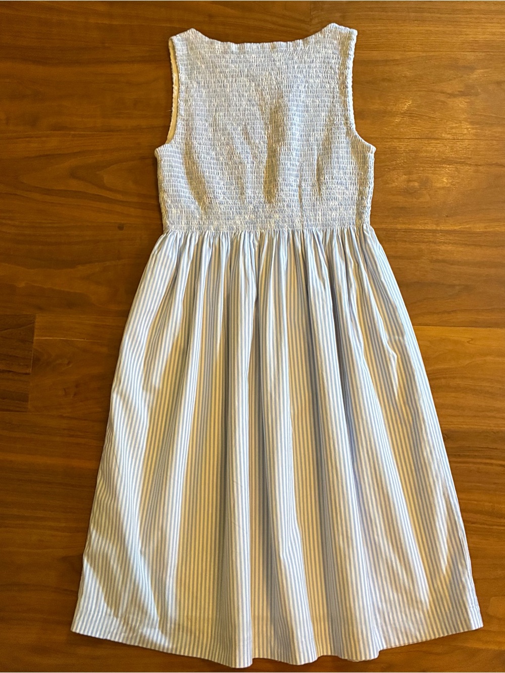 Vineyard Vines White Smocked Top with Light Blue Striped Skirt Dress - Picture 2 of 6